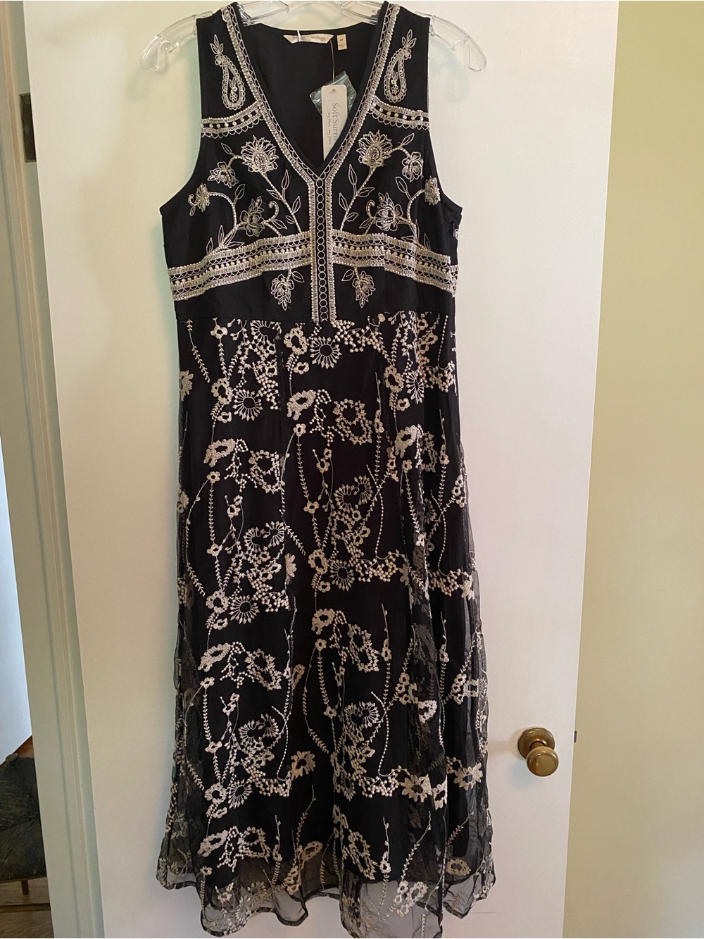 Olivia Maxi Dress with Ivory Floral Embroidery